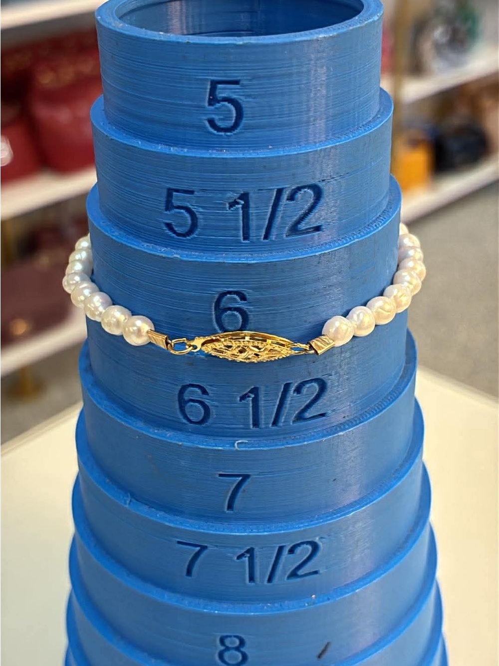 Freshwater Pearl Bracelet with Blue Accent Beads - Picture 4 of 5